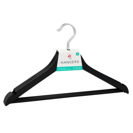 Este set de 3 perchas con barra para pantalones está diseñado para maximizar el espacio y mantener tu ropa organizada con estilo. Fabricadas en PP resistente, combinan un perfil delgado con una estructura duradera, perfecta para el uso diario. Son ideales para todo tipo de prendas como camisas, trajes, vestidos o chaquetas, gracias a su gancho metálico giratorio 360°, barra inferior antideslizante y muescas en los hombros que evitan que la ropa se deslice.