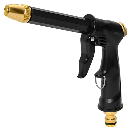 Esta pistola de lavado a presión es un accesorio indispensable para todas tus tareas de limpieza y riego en exteriores. Con un diseño ergonómico y mango antideslizante, brinda un agarre cómodo y seguro. Gracias a su boquilla de rotación 360° y 4 modos ajustables de pulverización, podrás llegar a cualquier rincón y adaptar la intensidad del caudal de agua a tus necesidades específicas. Además, te ofrece versatilidad para limpiar cualquier rincón de tu hogar, ya sean patios, jardines o ventanas de difícil acceso.
