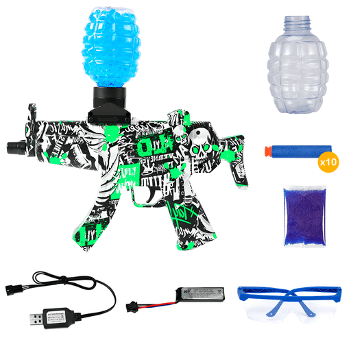 Esta Pistola automática 2 en 1 te llevará a vivir emocionantes batallas con una experiencia de juego única. Cuenta con 10 dardos de espuma y bolitas de resina que absorben agua y se convierten en 5000 gellets no tóxicos y seguros para los niños. Al ser gellets ecológicos y biodegradables no solo disfrutarás de la emoción de los juegos de disparos, sino que también estarás contribuyendo al cuidado del medio ambiente. ¡Preparate para la diversión sin límites mientras disparas hacia tus objetivos!