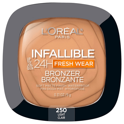 Infallible Up To 24H Fresh Wear Bronzer tiene una fórmula de larga duración que es ideal tanto para broncear agregando calidez a la piel como para contornear y puede durar hasta 24 horas. Ya sea que quieras contornear o simplemente añadir calidez de aspecto saludable, esta fórmula es a prueba de transferencia, impermeable, resistente al calor, a prueba de humedad, a prueba de sudor y no comedogénica sin sensación grasa.