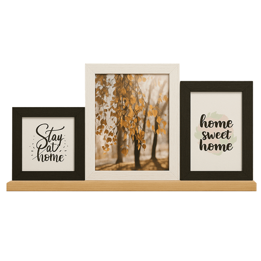 Dale un toque de elegancia y modernidad a tus espacios con este set de 3 portarretratos. Su diseño moderno se adapta a cualquier estilo de decoración, e incluye una base para colocarlo en cualquier superficie. Fabricados en madera, son resistentes, livianos y perfectos para colocar en repisas, mesas o escritorios. Una opción de regalo ideal para inauguraciones de hogar, cumpleaños, aniversarios o cualquier ocasión especial, permitiéndote compartir y preservar tus mejores recuerdos con estilo.