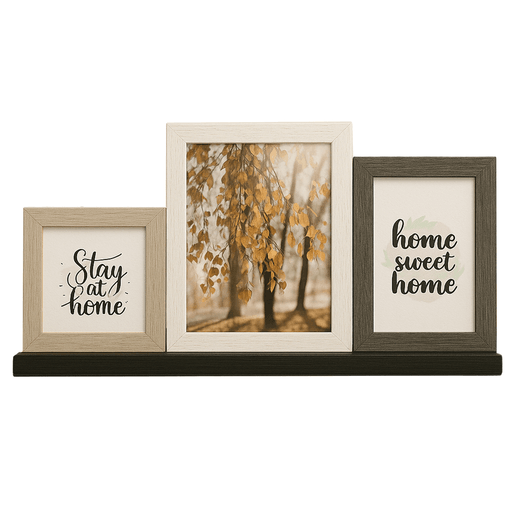 Dale un toque de elegancia y modernidad a tus espacios con este set de 3 portarretratos. Su diseño moderno se adapta a cualquier estilo de decoración, e incluye una base para colocarlo en cualquier superficie. Fabricados en madera, son resistentes, livianos y perfectos para colocar en repisas, mesas o escritorios. Una opción de regalo ideal para inauguraciones de hogar, cumpleaños, aniversarios o cualquier ocasión especial, permitiéndote compartir y preservar tus mejores recuerdos con estilo.