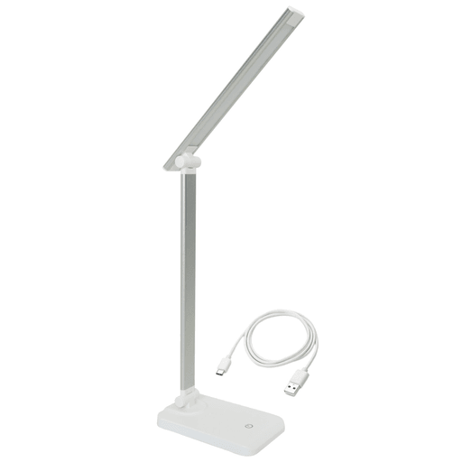 Lámpara LED ideal para el escritorio. Su diseño práctico y moderno permite plegarla y ajustar el ángulo de luz según lo que necesites. Es súper cómoda para trabajar, leer o estudiar, y ocupa poco espacio. Además, cuenta con un botón táctil en la base que la hace fácil de usar. Una solución práctica para cualquier espacio.