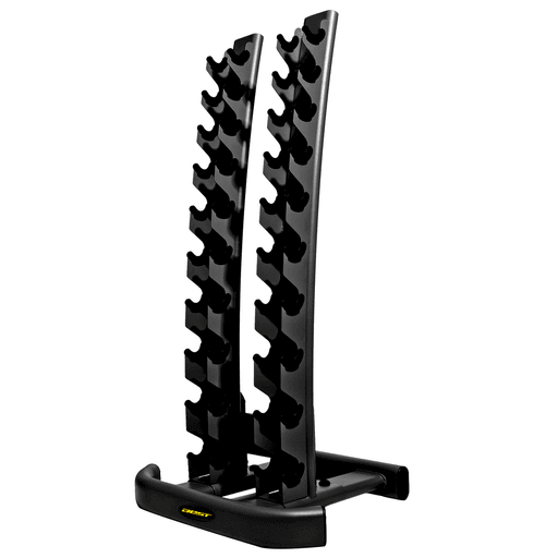 Este rack Best es capaz de sostener hasta 20 mancuernas. Su diseño vertical es ideal para espacios pequeños, ya que no obstaculiza el paso y mantiene las pesas siempre a mano en una posición estable. Cuenta con una base sólida que te brindará seguridad durante su uso.