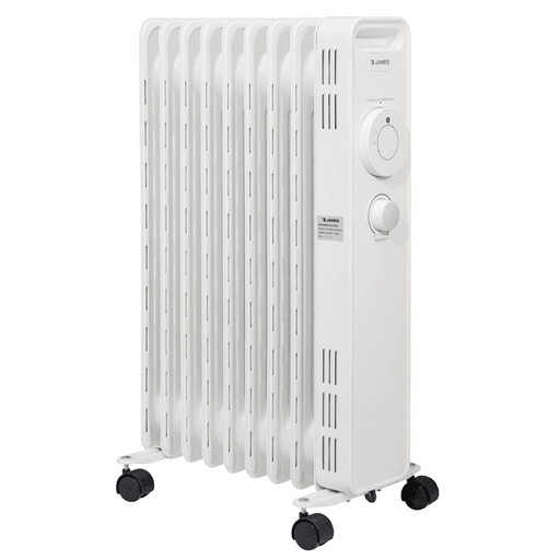 Mantené tu habitación a una temperatura cómoda y agradable con este Radiador de Aceite James, con una potencia de 2000W.  Cuenta con 3 posiciones de calor, termostato y llave selectora luminosa. Es de fácil transporte gracias a sus 4 ruedas giratorias. Para tu seguridad cuenta con protección antivuelco y protector térmico de seguridad.