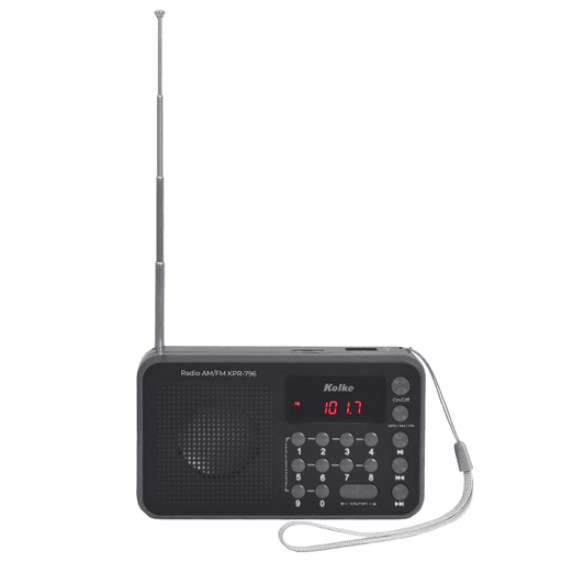 La radio portátil Kolke es ideal para disfrutar de tu música y programas favoritos en cualquier lugar, gracias a su sintonizador digital AM/FM y su antena telescópica que mejora la recepción. Cuenta con display LED y control frontal por botones para un manejo simple e intuitivo. Además, ofrece múltiples conexiones como USB, Micro SD, salida de auriculares de 3,5mm y más, junto con una batería recargable de 1800mAh que brinda mayor autonomía para acompañarte todo el día.
