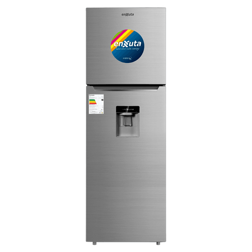 Este Refrigerador Enxuta con 248L de capacidad total y dispensador de agua es la opción perfecta para mantener tus alimentos frescos y tus bebidas frías en todo momento. Gracias a su tecnología No Frost, olvídate de descongelar manualmente, ya que este refrigerador se encarga de mantener una temperatura uniforme en todos sus compartimentos sin la formación de escarcha. Su capacidad total de 248 litros se distribuye de manera inteligente, con 195 litros destinados al refrigerador y 53 litros al freezer, garantizando espacio suficiente para todos tus alimentos congelados. Además, cuenta con una eficiencia energética Clase A, que te permite ahorrar en el consumo de energía, mientras cuidas del medio ambiente.