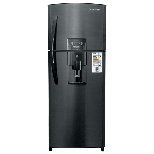 Este refrigerador James de frío seco ofrece una combinación ideal de capacidad, eficiencia y practicidad para el día a día. Con una capacidad bruta total de 429L y útil de 390L, distribuye inteligentemente sus espacios entre un refrigerador de 287L y un freezer de 103L, brindando almacenamiento amplio y bien organizado. Su diseño de 2 puertas incluye display con control touch, dispensador de agua, cajón Fresh Flow y cajón de verduras para una conservación óptima. Además, cuenta con 4 estantes en el refrigerador, 4 estantes en la puerta, más 1 estante en el freezer y 1 en su puerta, asegurando orden y accesibilidad. Con eficiencia energética A, combina rendimiento, comodidad y ahorro en cada uso.