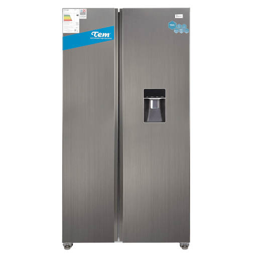 El refrigerador TEM de 436L Side by Side doble puerta frío seco es la solución perfecta para mantener tus alimentos frescos y organizados. Cuenta con tecnología inverter, garantizando un rendimiento eficiente y un ahorro energético significativo. Con una capacidad total de 436L y freezer de 148L, te permite conservar tus alimentos congelados de forma ordenada y accesible. Tiene un control de temperatura independiente tanto en el freezer como en el refrigerador, dispensador de agua integrado, alarma de puerta abierta, panel LED con funciones y Ice Twists Maker. Además, sus estantes y cajones te permiten disfrutar de alimentos frescos y organizados de manera práctica y cómoda.