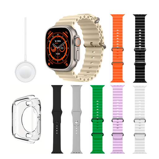Llevá tu experiencia al siguiente nivel con el Kit Smartwatch que incluye funda, cargador y set de mallas para que combines estilo y funcionalidad. Su pantalla de 1.99” ofrece gran nitidez, mientras que su diseño en aleación de titanio con correa de silicona brinda comodidad y resistencia. Con Bluetooth 5.0, protección IP67 y múltiples funciones de salud y deporte, es el compañero ideal para todos los días.
