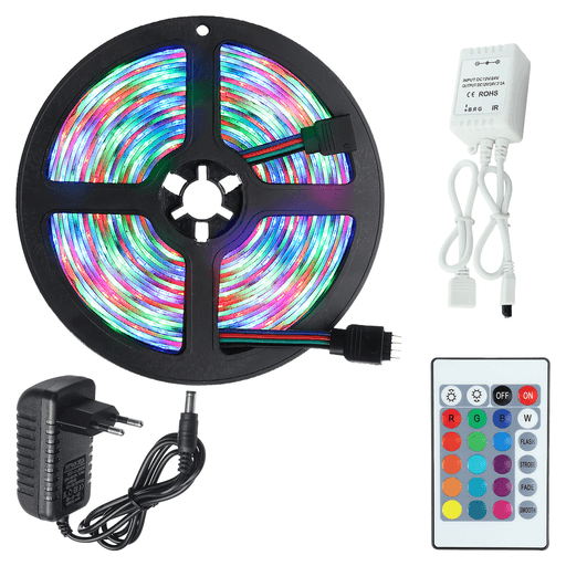 Esta tira LED RGB con control remoto es una solución práctica y versátil para iluminar y decorar cualquier ambiente con estilo. Gracias a su placa flexible, se adapta fácilmente a distintos espacios, permitiendo elegir entre una amplia gama de colores para crear la atmósfera ideal en cada momento. Su protección IP65, con recubrimiento de silicona, la resguarda de salpicaduras y garantiza mayor durabilidad. Además, puede cortarse cada 5cm para ajustarse a la medida necesaria e instalarse de forma sencilla gracias a su cinta autoadhesiva. Ideal para colocar bajo muebles, detrás del televisor, en molduras, espacios gaming o incluso en ambientaciones festivas, ofrece un excelente efecto lumínico y una vida útil de hasta 50.000 horas.