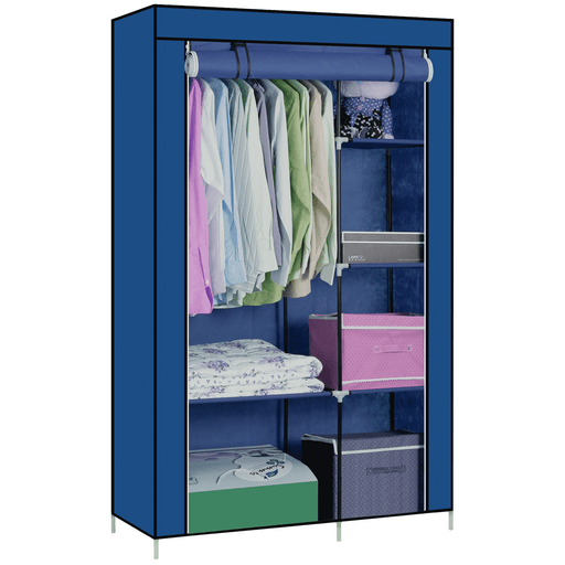 Este práctico ropero de tela plegable DecoTeam con dos divisiones posee un amplio espacio para usar como perchero, 6 estantes para guardar tu ropa y una cortina enrollable que se abre y cierra con cierres. Está diseñado en tela transpirable de excelente calidad y muy fácil de limpiar. Además es fácil de armar siendo esta una opción muy práctica para mantener tu ropa organizada.