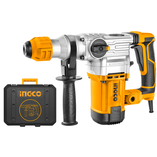 Este rotomartillo Ingco con potencia de 1050W es ideal para encarar trabajos pesados. Su funcionamiento es muy similar al de un taladro, solo que esta herramienta es más potente y permite trabajar en materiales más firmes como madera, acero o hasta hormigón con una perforación máxima de 26mm. Además utiliza distintos modos de operación, tales como cincelar y taladrar con percusión, permitiéndote intercambiar entre las funciones según la tarea a realizar. Cuenta con encastre SDS Plus, energía de impacto de 4.5J y mango antiderrapante de 360°.