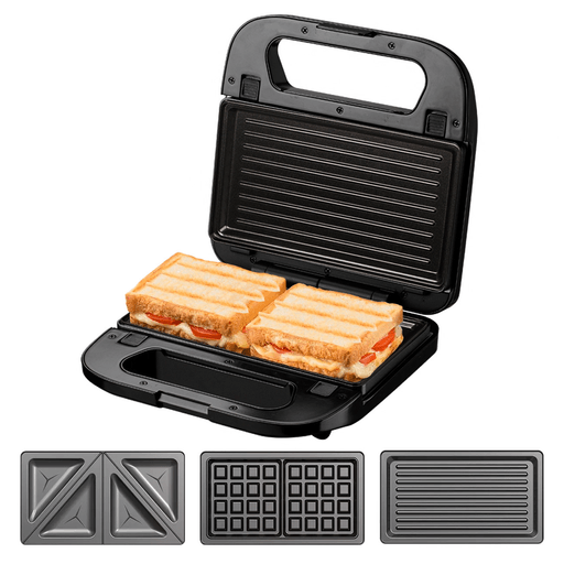 Prepará nutritivos desayunos y deliciosas meriendas con esta sandwichera 2 en 1 Allied. Sus 3 placas intercambiables de sandwich, grill y waffle permiten realizar variados alimentos para toda la familia y de forma muy fácil. Cuenta con una potencia de 750W, cierre de seguridad, luces indicadoras de encendido y calentamiento, mientras que su base antideslizante proporciona seguridad.