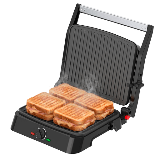 La Sandwichera Grill Cuádruple NAPPO de 1800W combina rapidez y practicidad en un diseño moderno de acero inoxidable. Su superficie antiadherente y apertura de 180° te permite grillar sándwiches, carnes, chivitos, hamburguesas y verduras con facilidad. La bisagra flotante se adapta al grosor de cada preparación, y el control de temperatura te da la cocción justa. Con bandeja de goteo extraíble, mango Cool-Touch y base antideslizante, es una opción segura, potente y fácil de limpiar para el uso diario.
