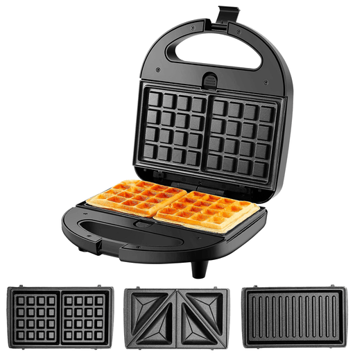 La Sandwichera 3 en 1 NAPPO es un electrodoméstico versátil que no puede faltar en tu cocina. Con capacidad para 2 porciones, esta sandwichera incluye 3 placas intercambiables para sándwiches, waffles o grill, ofreciendo múltiples opciones de preparación. Las placas de cocción de aluminio cuentan con un revestimiento antiadherente que evita que los alimentos se peguen y facilita la limpieza después de su uso. Con un tamaño de placa de 21.5 x 12.5cm y una potencia de 750W, este electrodoméstico garantiza una cocción rápida y uniforme. Además, la temperatura es automática y el mango Cool-Touch garantiza un uso seguro.