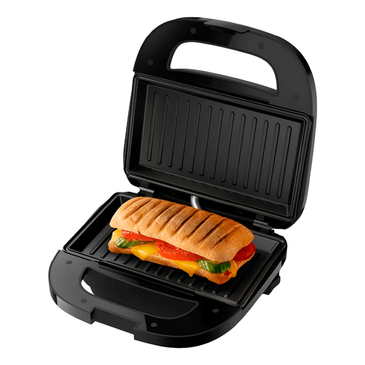 La Sandwichera Philips Serie 3000 es la aliada perfecta para preparar bocadillos crujientes, bistecs jugosos, sándwiches calientes, panes dorados, carnes y mucho más. Fabricada con materiales de excelente calidad, incorpora placas antiadherentes que evitan que los alimentos se peguen, garantizando una cocción uniforme y saludable con menos grasa y más sabor. Su diseño seguro y práctico incluye patas antideslizantes y está libre de BPA, ideal para un uso confiable en el día a día. Además, dispone de una luz indicadora de encendido y calentamiento, que permite un control sencillo del proceso de cocción.