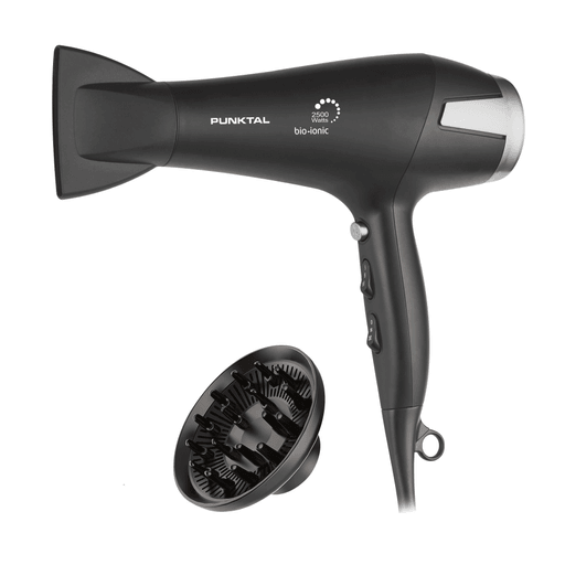 El secador de pelo Punktal es la herramienta ideal para lograr un secado profesional en la comodidad de tu hogar. Con una potencia de 2500W y tecnología iónica que permite reducir el frizz y mantener el cabello suave. Además, ofrece 3 modos de temperatura para adaptarse a las necesidades de tu pelo y 2 velocidades. Incluye un difusor de aire que te ayudará a crear rizos perfectos y gracias a la función Cool Shot te permitirá fijar tu estilo y mantenerlo por más tiempo.