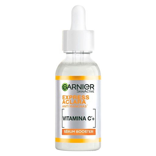 Sérum Garnier Express Aclara posee una alta concentración de Vitamina C, extracto de limón y ácido salicílico, dejando una piel visiblemente uniforme en 3 días. Además, hidrata, ilumina y unifica sin dejar la piel grasa. Con activos concentrados para resultados rápidos. Este suero tiene una textura ligera y de toque seco.