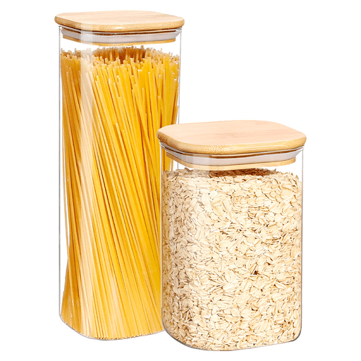 El Set de 2 Recipientes CROiX es perfecto para conservar y organizar tus alimentos con estilo y seguridad. Fabricados con vidrio de borosilicato alto, son resistentes y libres de BPA, ideales para almacenar harina, azúcar, arroz, cereales, frutos secos, café y más. Su tapa hermética de bambú con aro de silicona mantiene la frescura y protege contra la humedad. Con un diseño moderno, apilable y modular, ahorran espacio en la cocina y facilitan la organización. Además, son fáciles de limpiar y manejar, con dimensiones de 10x13 cm y 10x19 cm, adaptándose a cualquier despensa.