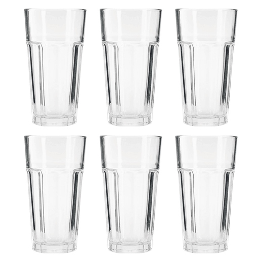 Este set de vasos de vidrio combina funcionalidad y diseño clásico, ideal para el uso diario. Fabricados con material de alta calidad y acabado transparente, permiten apreciar el contenido con elegancia mientras aportan durabilidad y resistencia. Cada vaso cuenta con una capacidad de 350ml, perfectos para servir agua, leche, jugos y todo tipo de bebidas. Su diseño apilable facilita el almacenamiento y optimiza el espacio, mientras que su superficie lisa permite una limpieza rápida y sencilla. Un conjunto de 6 piezas práctico y versátil para cualquier hogar.