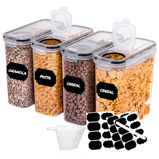 El set de 4 recipientes CROiX con 2.5L de capacidad es el complemento perfecto para tu cocina. Estos recipientes son ideales para almacenar harina, cereales, azúcar, pasta, frutos secos, legumbres, arroz, granos, snacks, café, nueces, té y mucho más. Con su diseño transparente, podrás ver fácilmente el contenido, facilitando la organización en tu despensa. Cuentan con un cierre hermético que mantiene los alimentos secos y frescos por más tiempo. Son fáciles de limpiar y además son libres de BPA, lo que los hace seguros para almacenar alimentos.