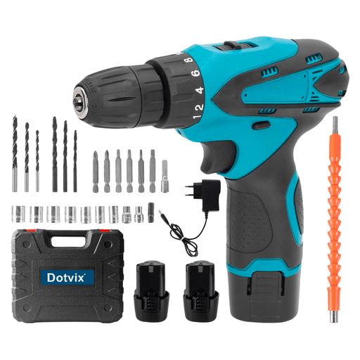 El taladro inalámbrico con accesorios y maletín de transporte ofrece una solución completa, práctica y versátil para tareas de bricolaje y mantenimiento en el hogar. Cuenta con luz LED de alto brillo que mejora la visibilidad en zonas de trabajo poco iluminadas y un sistema de rotación reversible con bloqueo de seguridad, brindando mayor control y comodidad durante el uso. Su embrague con 18 ajustes de par permite regular la torsión con precisión según cada aplicación, mientras que el motor sin escobillas asegura un rendimiento eficiente y constante, alcanzando velocidades de hasta 1500rpm. El portabrocas de 10mm facilita el cambio rápido de brocas y puntas, optimizando el tiempo de trabajo. Funciona con batería de litio recargable de 12V e incluye una amplia variedad de accesorios, todo organizado en un maletín resistente que garantiza un transporte práctico y ordenado.