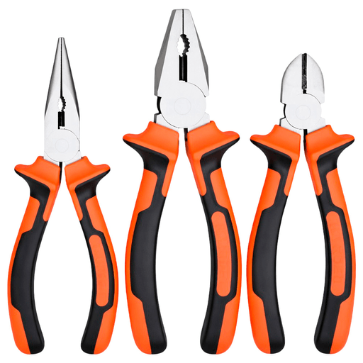 Este set de 3 alicates es una solución práctica y versátil para tareas de sujeción, corte y manipulación de cables o alambres. Fabricados en acero al carbono, ofrecen gran resistencia y durabilidad, mientras que sus mangos ergonómicos de PP antideslizante brindan mayor comodidad y control durante el uso. Incluye alicate universal de 6