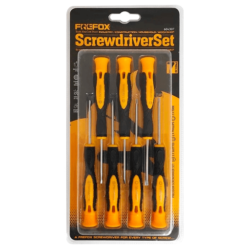 Este juego de destornilladores de precisión es ideal para realizar ajustes y reparaciones con total comodidad. Incluye 7 piezas con puntas planas, Phillips y Torx, todas magnetizadas para un mejor agarre del tornillo. Sus varillas de acero cromo vanadio garantizan resistencia y larga vida útil, mientras que el mango ergonómico soft grip antideslizante brinda un control seguro en cada uso. Perfecto para el hogar, el taller o trabajos delicados en espacios reducidos.