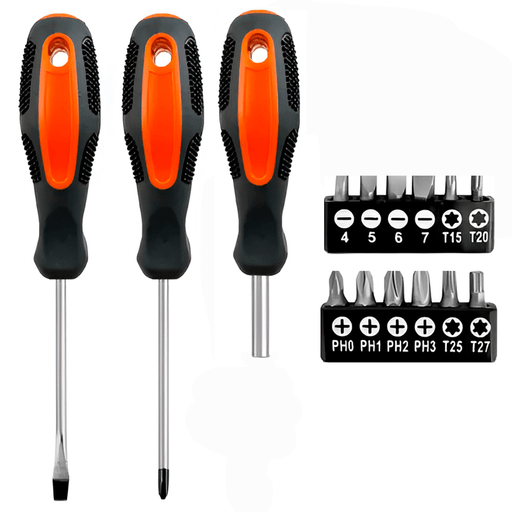 Este set de destornilladores de precisión de 15 piezas, está diseñado para ofrecer máxima exactitud en trabajos delicados y en espacios de difícil acceso. Incluye una variedad de puntas planas, Phillips y Torx, todas magnetizadas para asegurar un mejor agarre del tornillo y facilitar tareas de alto detalle. Sus varillas, fabricadas en acero cromo vanadio, garantizan una excelente resistencia al desgaste y una durabilidad superior para un uso prolongado. Además, incorpora un mango ergonómico antideslizante, que brinda mayor comodidad, control y firmeza en cada aplicación. Ideal para el hogar, taller, construcción o industria, es un kit versátil y confiable para múltiples necesidades.