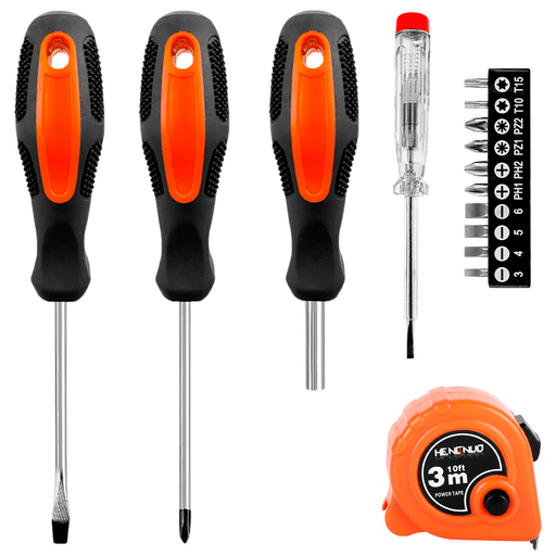 Set de destornilladores de precisión de 15 piezas, ideal para trabajos delicados y de difícil acceso. Incluye puntas plana, Phillips, Pozidriv y Torx, todas magnetizadas para un mejor agarre del tornillo, facilitando el uso en tareas de mayor detalle. Sus varillas están fabricadas en acero cromo vanadio, ofreciendo excelente resistencia y durabilidad para un uso prolongado. Además, cuenta con un mango ergonómico soft grip antideslizante, que brinda comodidad y control en cada aplicación. Recomendado para uso en el hogar, taller, construcción e industria, es un kit versátil y confiable para múltiples trabajos.