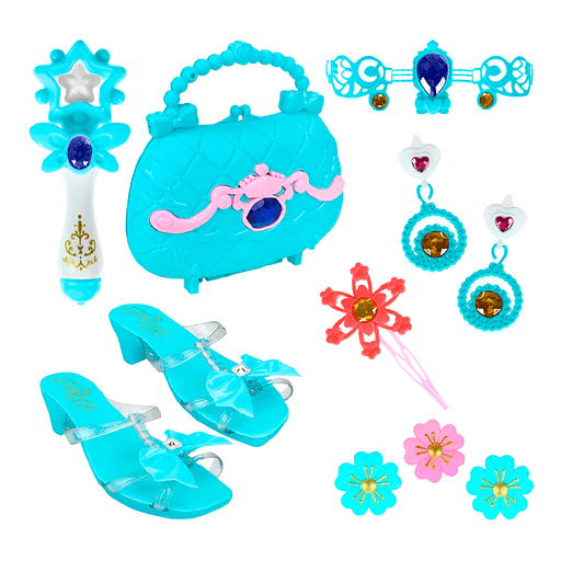Este set de princesa de 12 piezas es el regalo perfecto para los más pequeños. Su diseño detallado y colores brillantes hacen que sea el complemento ideal para cualquier disfraz. Además, incluye zapatos, cartera, varita mágica, caravanas, anillo y tiara, todo lo necesario para que puedan jugar y crear sus propias historias de princesas.