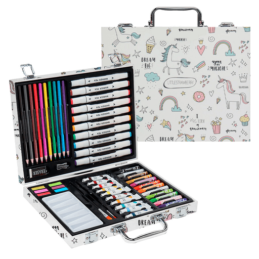 El set de pintura de 54 piezas es perfecto para artistas principiantes y profesionales. Este completo kit incluye 12 pasteles al óleo, 10 lápices de colores, 10 pinturas acrílicas a base de agua, 10 rotuladores, 6 pinturas para acuarela, 2 tipos de pinceles, paleta para las pinturas, goma y sacapuntas de metal. ¡Todo lo que necesitas para dar rienda suelta a tu creatividad en un solo lugar! Además con su práctico maletín de almacenamiento podrás llevar tus creaciones a donde quieras de forma organizada y segura. 