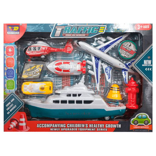 Este set de tráfico es el juguete perfecto para niños mayores de 3 años que buscan una experiencia de juego realista y divertida. Está hecho de plástico resistente y duradero, con colores brillantes que llaman la atención de los pequeños. Además, el diseño de cada pieza es realista, lo que permite a los niños sumergirse en un mundo de imaginación y creatividad.