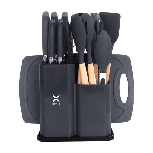 El Set de Utensilios de Cocina CROiX es la opción ideal para equipar tu cocina. Con 19 piezas de silicona y mango de madera, son antiadherentes, duraderos y resistentes. Además, son fáciles de lavar, lo que te permitirá mantenerlos siempre limpios y listos para su próximo uso. Su diseño ergonómico los hace cómodos de utilizar y gracias a su agujero para colgar en la parte posterior del mango facilita su almacenamiento y permite tenerlos organizados. 
