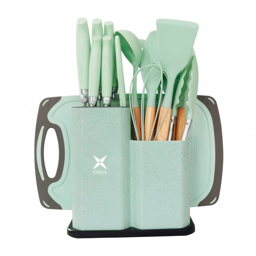 El Set de Utensilios de Cocina CROiX es la opción ideal para equipar tu cocina. Con 19 piezas de silicona y mango de madera, son antiadherentes, duraderos y resistentes. Además, son fáciles de lavar, lo que te permitirá mantenerlos siempre limpios y listos para su próximo uso. Su diseño ergonómico los hace cómodos de utilizar y gracias a su agujero para colgar en la parte posterior del mango facilita su almacenamiento y permite tenerlos organizados. 