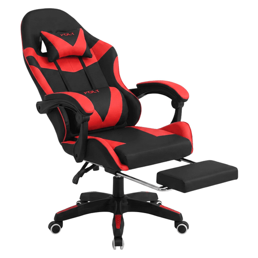 La silla gamer EMPOLi VOLT está diseñada para ofrecer máximo confort y ergonomía tanto en largas jornadas de trabajo como de juego. Su respaldo se adapta a la curvatura natural de la columna y cuenta con inclinación ajustable de 53,5° a 135°, permitiendo encontrar la posición ideal en todo momento, acompañado de apoyabrazos que favorecen una postura relajada. El asiento brinda gran comodidad, mientras que sus almohadones cervical y lumbar ayudan a mantener una correcta alineación del cuerpo y alivian la tensión en cuello y espalda. Además, incorpora reposapiés retráctil para mayor descanso, ajuste de altura para lograr una posición ergonómica y base giratoria con ruedas que facilitan el movimiento, soportando hasta 150kg y adaptándose perfectamente a distintas necesidades y espacios.