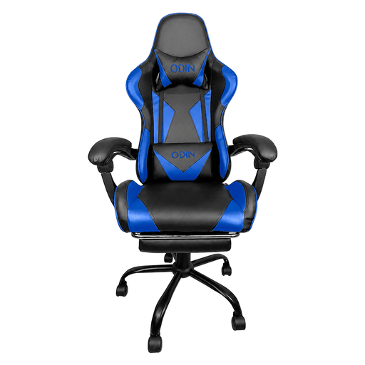 La silla gamer EMPOLi Odin combina ergonomía, confort y funcionalidad para disfrutar de largas jornadas de juego o trabajo. Su diseño de respaldo alto incorpora almohadones cervical y lumbar, reposapiés y posabrazos reclinables con almohadilla para mayor comodidad. Permite reclinar el respaldo de 90 a 135° y ajustar la altura mediante un pistón de gas clase 3. Está tapizada en cuero y cuenta con una estructura resistente de madera contrachapada y metal, relleno de espuma de calidad, base cromada de 5 radios y ruedas plásticas de 50mm.