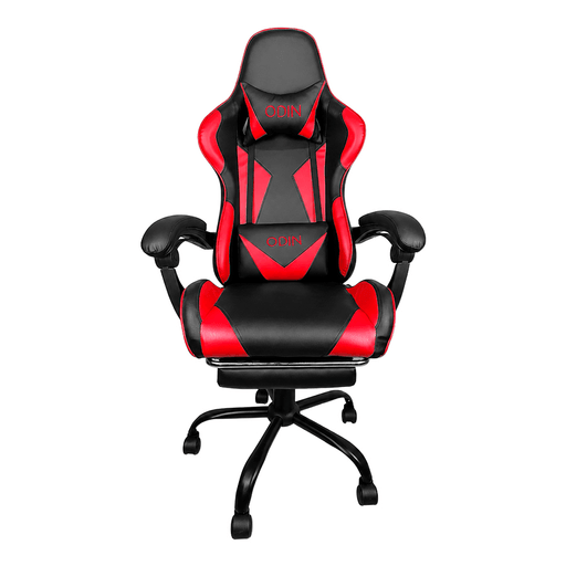 La silla gamer EMPOLi Odin combina ergonomía, confort y funcionalidad para disfrutar de largas jornadas de juego o trabajo. Su diseño de respaldo alto incorpora almohadones cervical y lumbar, reposapiés y posabrazos reclinables con almohadilla para mayor comodidad. Permite reclinar el respaldo de 90 a 135° y ajustar la altura mediante un pistón de gas clase 3. Está tapizada en cuero y cuenta con una estructura resistente de madera contrachapada y metal, relleno de espuma de calidad, base cromada de 5 radios y ruedas plásticas de 50mm.