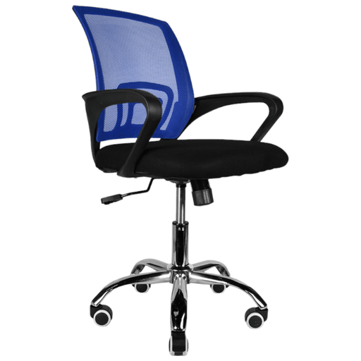 Práctica silla ejecutiva, con respaldo en tela mesh y asiento acolchonado. Posee sistema de suspensión y patas cromadas. Su diseño sobrio y de gran calidad, hacen de esta silla una excelente alternativa a la hora de buscar un asiento cómodo y simple, ideal para utilizar en oficinas o escritorios. Cuenta con reposabrazos plásticos con diseño ergonómico.