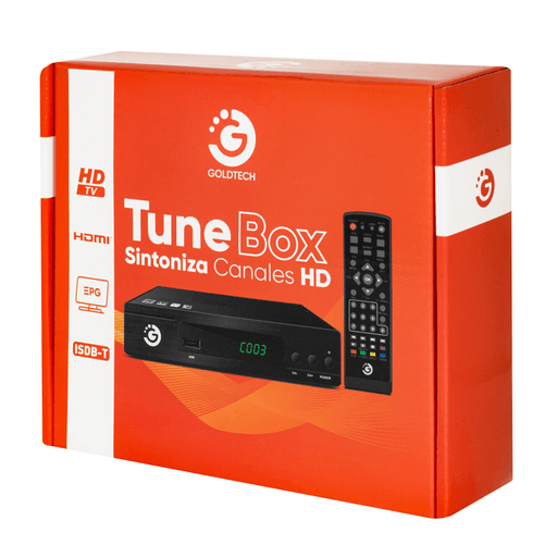 Disfrutá de ver canales abiertos con una gran calidad de imagen con este sintonizador de TV Goldtech Tunebox, el cual es capaz de captar señales ISDB-T con una resolución Full HD de forma manual y automática. También podrás grabar contenidos en una memoria externa, actualizar su software y reproducir múltiples formatos de audio, video y fotos mediante su conexión USB.