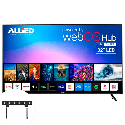La Smart TV Allied de 32” ofrece una excelente experiencia visual con su pantalla HD (1366 x 768) y tecnología Black Crystal Display, que proporciona colores vibrantes e imágenes claras. Equipada con sistema operativo webOS Hub, permite un uso ágil y sencillo, con acceso directo a aplicaciones como Netflix, YouTube y Prime Video. Además, incluye WiFi, Bluetooth, compatibilidad con Apple AirPlay y Apple Home, y múltiples opciones de conexión con 3 puertos HDMI y 2 USB, ideal para disfrutar de todo tu contenido favorito con gran calidad y comodidad. 