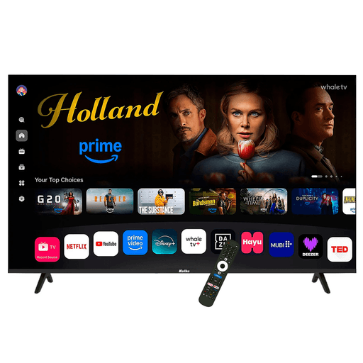 El Smart TV Kolke 50” 4K UHD combina diseño moderno y gran calidad de imagen para que disfrutes al máximo de tu contenido favorito. Su pantalla QLED frameless con resolución 4K ofrece colores intensos, alto nivel de detalle y un amplio ángulo de visión, ideal para ver series, películas y deportes con total claridad. Con Whale OS, accedés fácilmente a las principales plataformas de streaming, y gracias al Magic Control por voz todo se vuelve más simple e intuitivo. El sonido con Dolby Plus y su completa conectividad hacen de este televisor una opción versátil y elegante para transformar tu espacio en un verdadero centro de entretenimiento.
