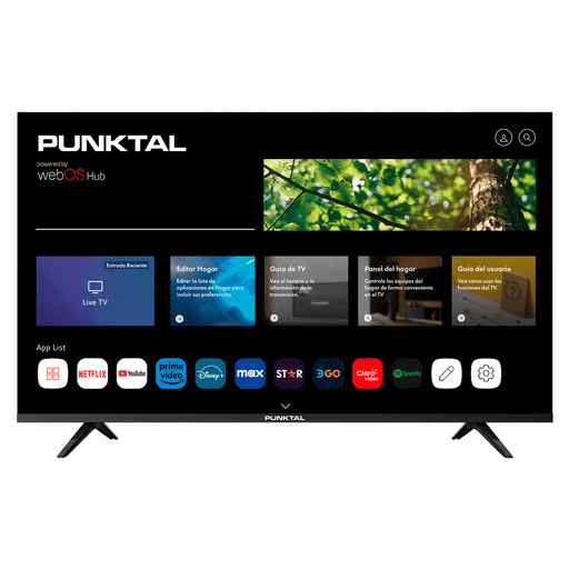 Viví una experiencia de entretenimiento en alta definición con el Smart TV Punktal de 55” y resolución 4K UHD. Equipado con el sistema operativo WebOS, te permite acceder a tus apps favoritas como Netflix, YouTube, Disney+, Prime Video, Max, Spotify y más, de forma rápida y sencilla. Su conectividad WiFi y Bluetooth, junto al control de voz y teclas de acceso directo, hacen que navegar y disfrutar de contenido sea más cómodo que nunca. Además, incluye múltiples conexiones como HDMI, USB, RCA, RJ45 y salida óptica, para que conectes todos tus dispositivos sin complicaciones.