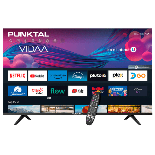 La Smart TV Punktal de 43” ofrece una excelente calidad de imagen con resolución Full HD (1920 x 1080), ideal para disfrutar de tus contenidos favoritos con gran nitidez. Su sistema operativo VIDAA brinda una navegación ágil e intuitiva, con acceso a las principales aplicaciones de streaming. Cuenta con conectividad WiFi y Bluetooth, permitiendo una integración sencilla con otros dispositivos. Además, incorpora dos parlantes de 8W con tecnología Dolby Audio, que garantizan un sonido envolvente y potente para una experiencia audiovisual completa.