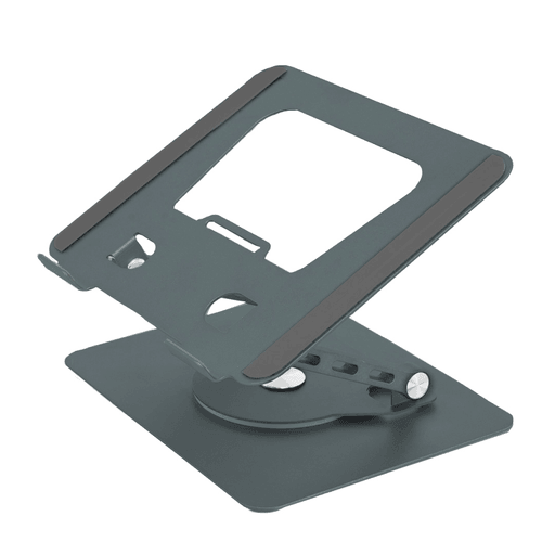 El soporte para notebook de aluminio con base giratoria de 360° es el accesorio perfecto para trabajar de forma cómoda y ergonómica en cualquier lugar. Este producto es fácil de transportar gracias a su diseño plegable, que permite guardarlo fácilmente en una mochila o bolso. Además, su altura ajustable te permite encontrar la posición ideal para trabajar sin molestar tu postura. Tiene base antideslizante y ranuras para ventilación que ayudan a mantener tu notebook fresca y funcionando de manera óptima.