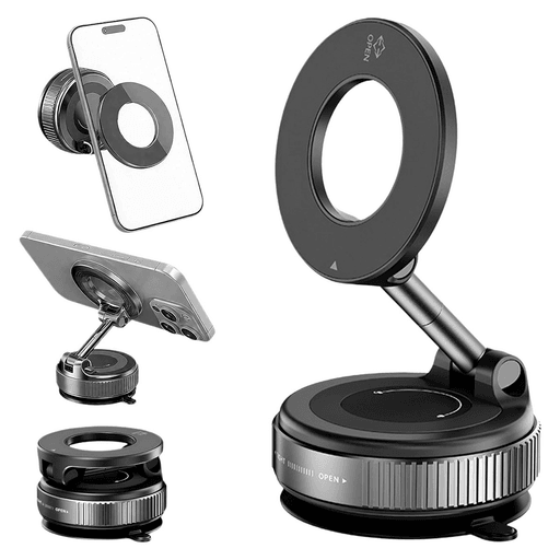 El soporte magnético para celular Kolke con ajuste de triple eje ofrece máxima estabilidad gracias a su avanzada tecnología de absorción al vacío combinada con una potente atracción magnética de doble capa, manteniendo tu dispositivo firme incluso en condiciones de conducción exigentes. Su sistema de rotación de tres ejes permite un ajuste completo y multiángulo, con giros de 180° en los ejes superior e inferior y rotación de 360° en el eje central, garantizando siempre el ángulo de visión ideal. Compatible con dispositivos MagSafe o fundas magnéticas, su práctico sistema de liberación rápida facilita la instalación y el uso con una sola mano. Además, su diseño plegable, resistente y compacto permite colocarlo fácilmente sobre vidrio, azulejos, madera, pantallas o en el vehículo, ofreciendo una solución versátil, segura y confiable para el uso diario.