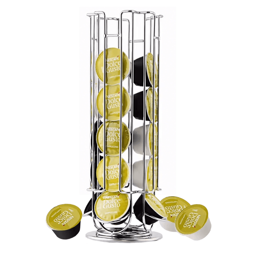 Organizá tus cápsulas de forma práctica y elegante con este soporte metálico de un solo nivel, diseñado para mantener hasta 24 cápsulas siempre ordenadas y al alcance. Su base giratoria de 360° facilita el acceso desde cualquier ángulo, mientras que su estructura resistente y compacta ahorra espacio y aporta un toque moderno a cocinas, oficinas o salas de estar. Fácil de instalar y usar, es la solución ideal para quienes buscan funcionalidad sin renunciar al estilo.