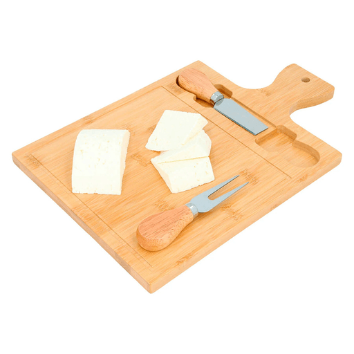 Esta tabla de queso de bambú es el complemento perfecto para tus cenas familiares o eventos especiales. Su diseño versátil la hace ideal para cualquier ocasión, brindando un toque de elegancia a la presentación de tus alimentos favoritos. Fabricada en bambú, cuenta con una práctica ranura para almacenar el cuchillo y tenedor de acero inoxidable incluidos, facilitando su uso y limpieza.