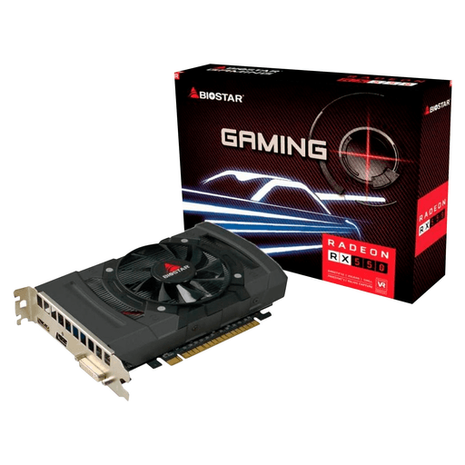 Tarjeta de video Biostar RX550 4GB DDR5 lista para proporcionar potencia adicional a tu PC. Calidad y autenticidad garantizadas. Con resolución máxima digital de 4096 X 2160 y conectores HDMI, DVI y Display Port.